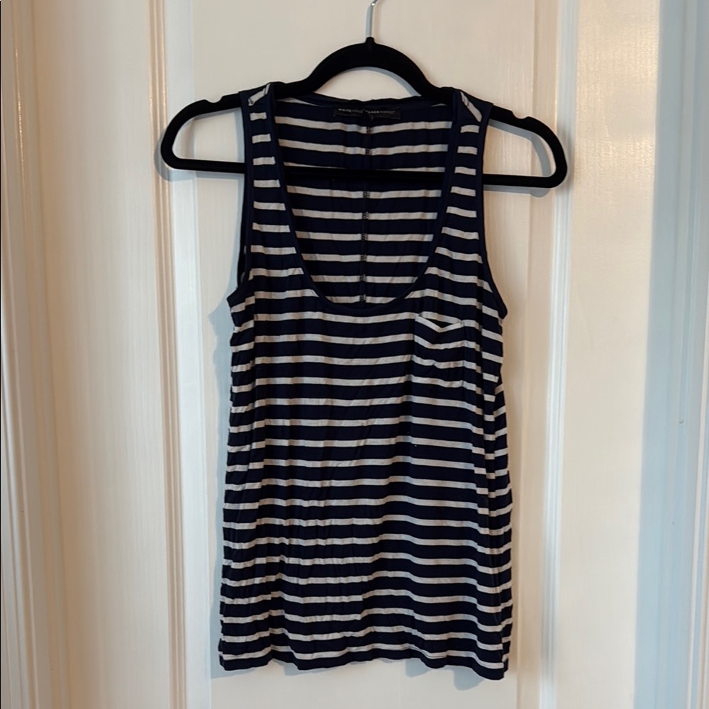 White House Black Market blue and White Tank Top